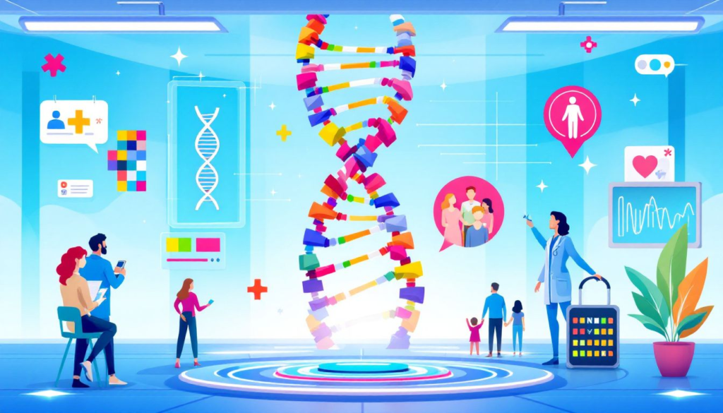 An illustration representing genetic screening and its processes.