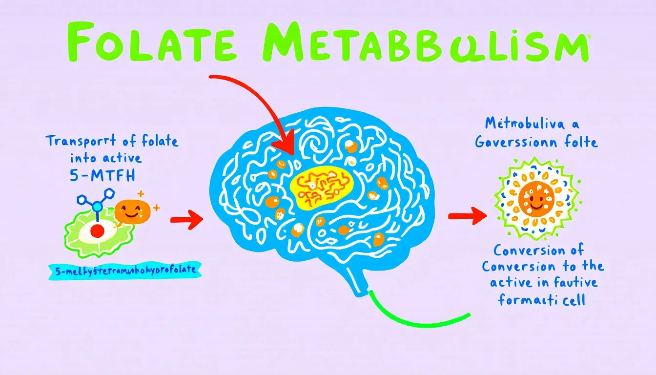 A visual representation of folate metabolism and its importance for autism recovery.