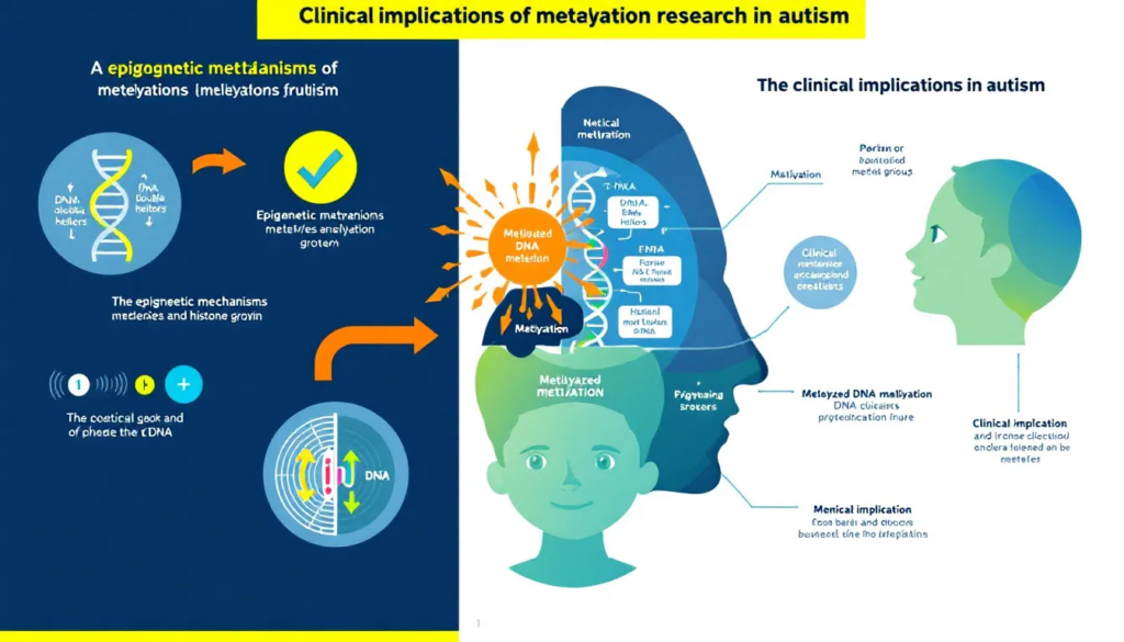 A diagram depicting the clinical implications of methylation research in autism.