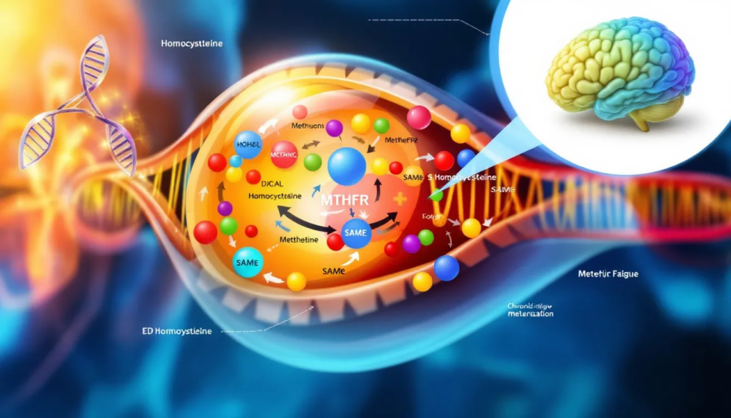 A visual representation of chronic fatigue syndrome and its connection to the mthfr gene.