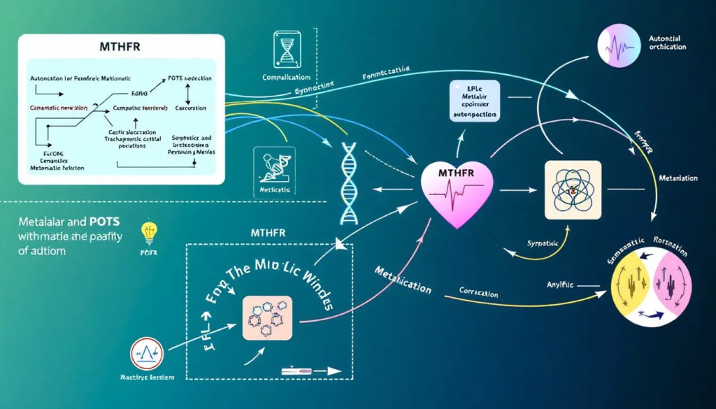 Diagram showing the impact of MTHFR on postural orthostatic tachycardia syndrome.