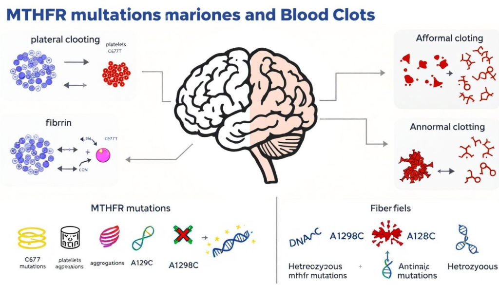A graphic representation of blood clot formation linked to MTHFR mutations.