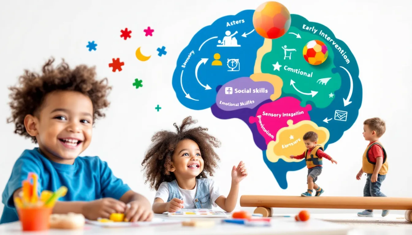 A photo of children engaging in early intervention activities for autism recovery.