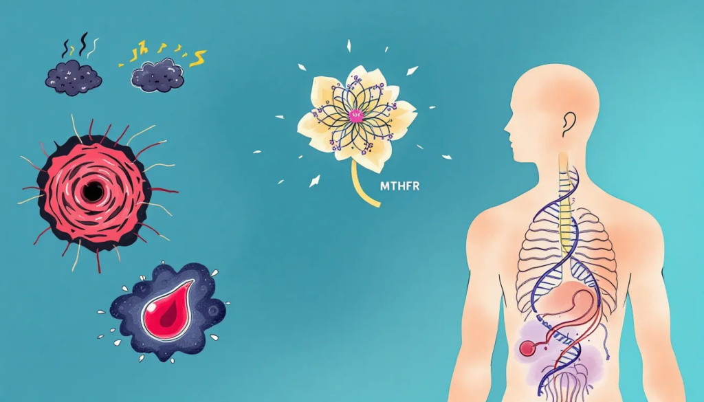 An illustration showing potential complications related to MTHFR deficiency.