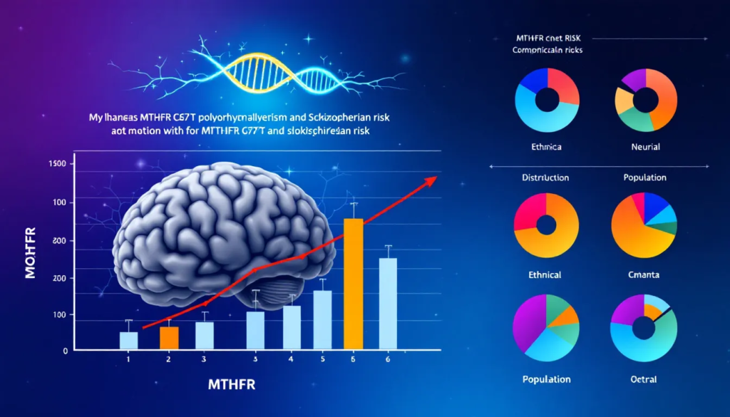 Graph depicting the relationship between MTHFR C677T polymorphism and schizophrenia risk.