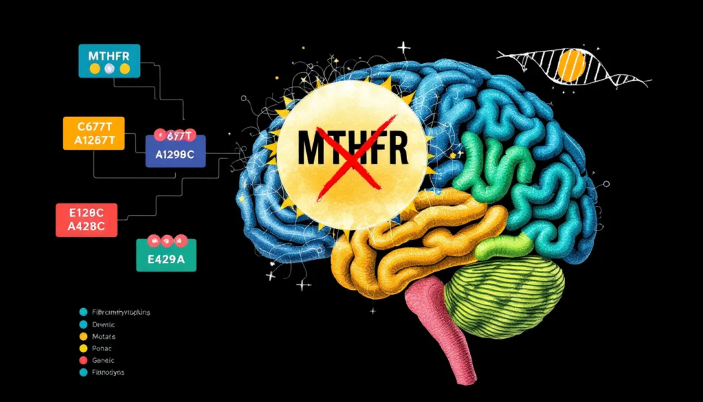 Visual representation of genetic polymorphisms associated with fibromyalgia.