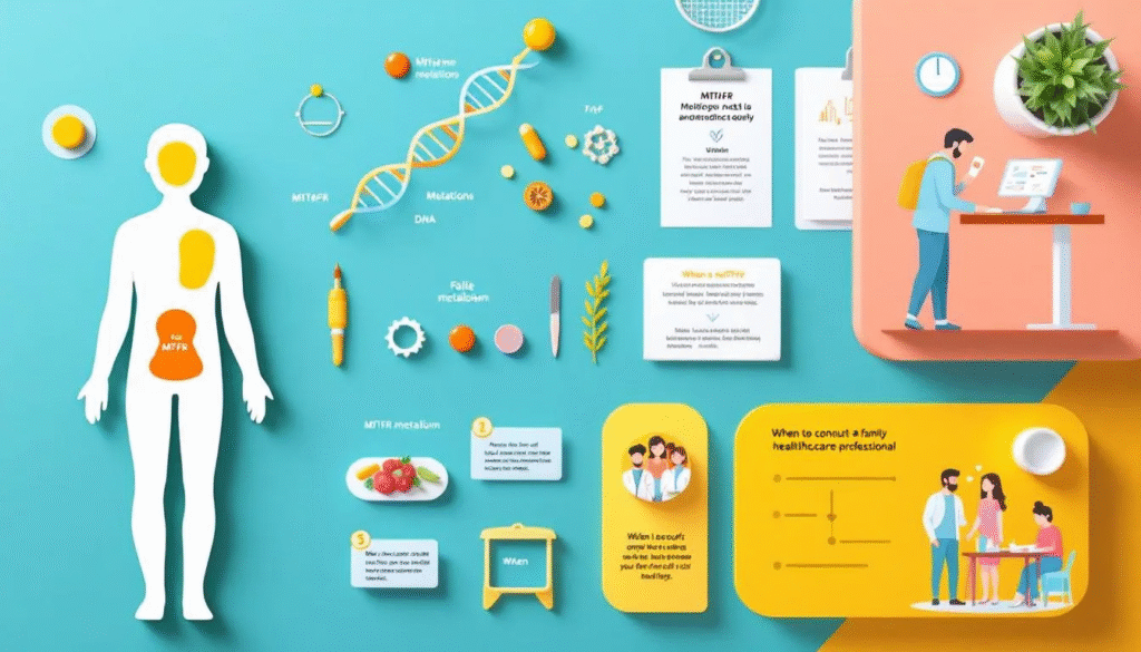 A visual guide on when to seek medical advice regarding MTHFR-related health issues.