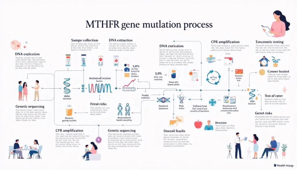 A diagram illustrating the testing process for MTHFR gene mutations.